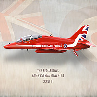 Buy canvas prints of Red Arrows Hawk T1 XX311 by J Biggadike