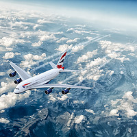 Buy canvas prints of BA Airbus A380 by J Biggadike