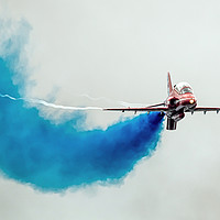 Buy canvas prints of Red Arrow - Blue Smoke by J Biggadike