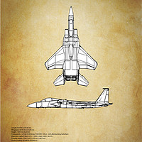 Buy canvas prints of F15 Eagle Blueprint by J Biggadike