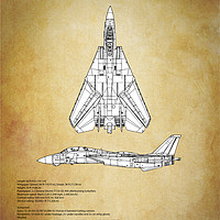 Buy canvas prints of F14 Tomcat Blueprint by J Biggadike