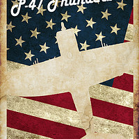 Buy canvas prints of Vintage P-47 Thunderbolt Poster by J Biggadike