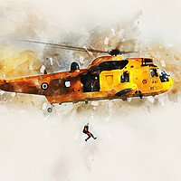 Buy canvas prints of RAF Sea King - Painting by J Biggadike