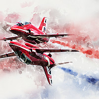 Buy canvas prints of Red Arrows Synchro - Painting by J Biggadike