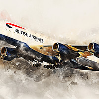 Buy canvas prints of British Airways A380 - Painting by J Biggadike