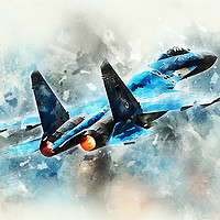 Buy canvas prints of SU-27 Flanker - Painting by J Biggadike