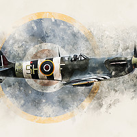 Buy canvas prints of Spitfire AB910 - Painting by J Biggadike