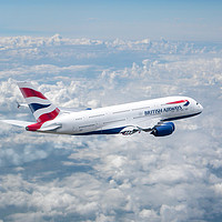 Buy canvas prints of British Airways Airbus A380-841 by J Biggadike
