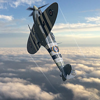 Buy canvas prints of Spitfire AB910 Climb by J Biggadike