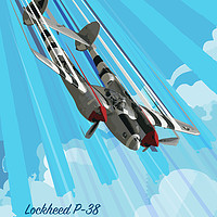 Buy canvas prints of P-38 Lightning Pop Art by J Biggadike