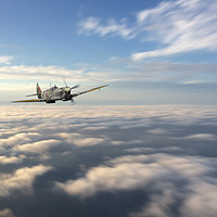 Buy canvas prints of Spitfire In The Clouds by J Biggadike