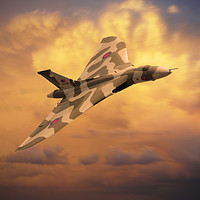 Buy canvas prints of Avro Vulcan Bomber Sunset by J Biggadike
