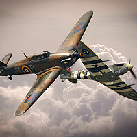 Buy canvas prints of Hurricane and Spitfire by J Biggadike