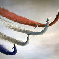 Buy canvas prints of The Red Arrows Enid Section by J Biggadike