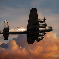 Buy canvas prints of Avro Lancaster - Fire In The Sky by J Biggadike