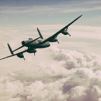 Buy canvas prints of Lancaster Bomber - On a Wing by J Biggadike