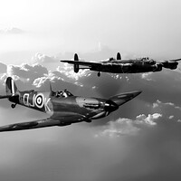 Buy canvas prints of BBMF Spitfire and Lancaster by J Biggadike