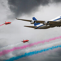 Buy canvas prints of Red Arrows and BOAC Boeing 747 by J Biggadike