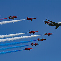 Buy canvas prints of Sentinel R1 and The Red Arrows by J Biggadike