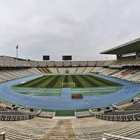 Buy canvas prints of Barcelona Olympic stadium by Matthew Bates