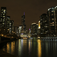 Buy canvas prints of  Chicago river reflections by Matthew Bates