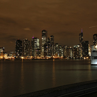 Buy canvas prints of Chicago late night cityscape by Matthew Bates
