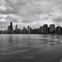 Buy canvas prints of Chicago in black and white by Matthew Bates