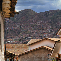 Buy canvas prints of  Cuzco Rooftops by Matthew Bates
