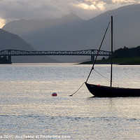 Buy canvas prints of Anchored yacht on Loch Leven. by John Biggadike