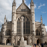 Buy canvas prints of Winchester Cathedral and monument by John Biggadike