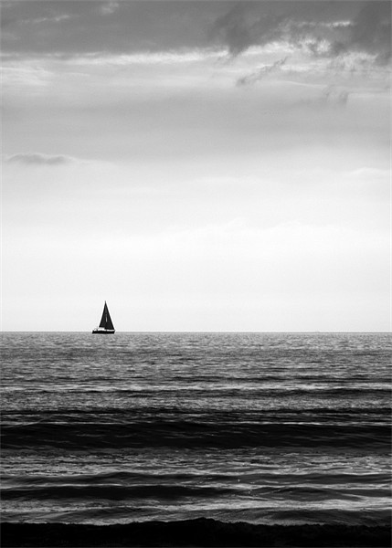 Lone Yacht Picture Board by John Biggadike