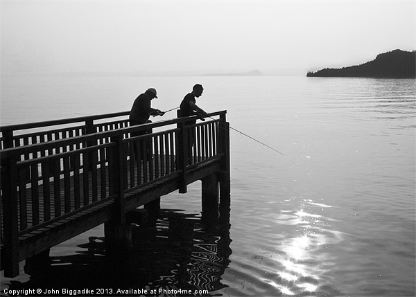 Fishing on Lake Garda Picture Board by John Biggadike