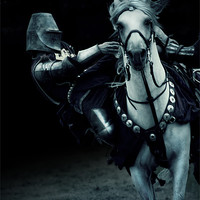 Buy canvas prints of White Knight Jousting on Horseback by Vikki Davies