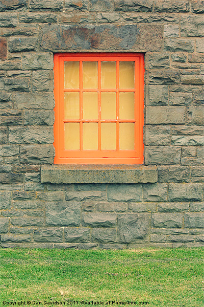 Stone hut orange window Picture Board by Dan Davidson