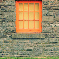 Buy canvas prints of Stone hut orange window by Dan Davidson