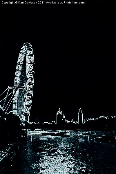 London Eye Parliament Neon Picture Board by Dan Davidson