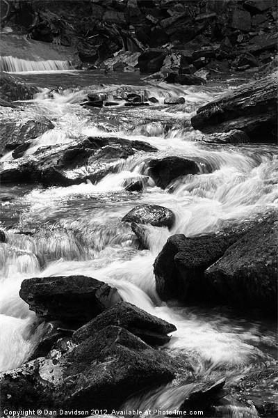 Welsh Rapids black and white Picture Board by Dan Davidson