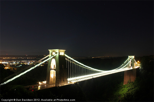 Clifton Suspension Bridge lights Picture Board by Dan Davidson