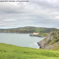 Buy canvas prints of View Across Three Cliffs Bay by Dan Davidson