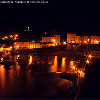 Buy canvas prints of Tenby Harbour at night by Dan Davidson