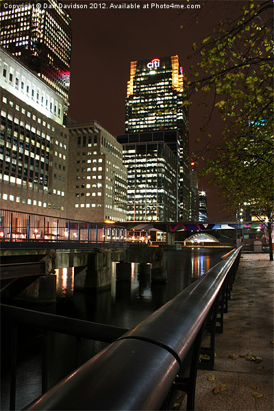 Canary Wharf at Night Picture Board by Dan Davidson