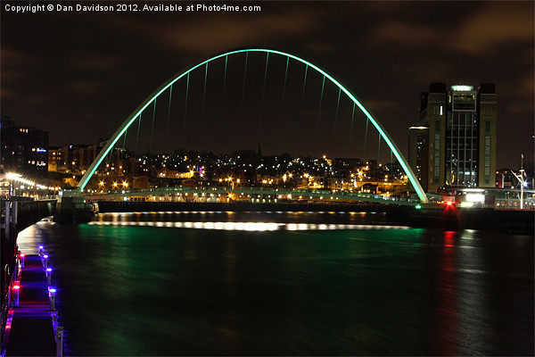 Gateshead Millennium Bridge Green Picture Board by Dan Davidson