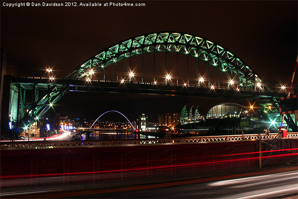 Tyne Bridges at Night Picture Board by Dan Davidson