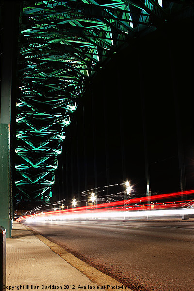 Tyne Bridge Light Trails Picture Board by Dan Davidson