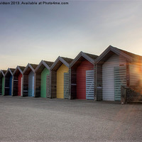 Buy canvas prints of Blyth Beach Huts Sunset by Dan Davidson