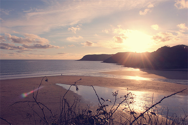 Caswell Bay Sunset Picture Board by Dan Davidson