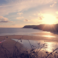 Buy canvas prints of Caswell Bay Sunset by Dan Davidson