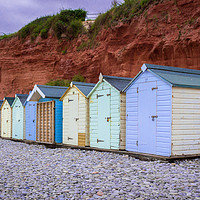 Buy canvas prints of Budleigh Beach Huts by Dan Davidson