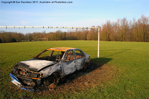 Stolen Car Between the Goalposts Picture Board by Dan Davidson