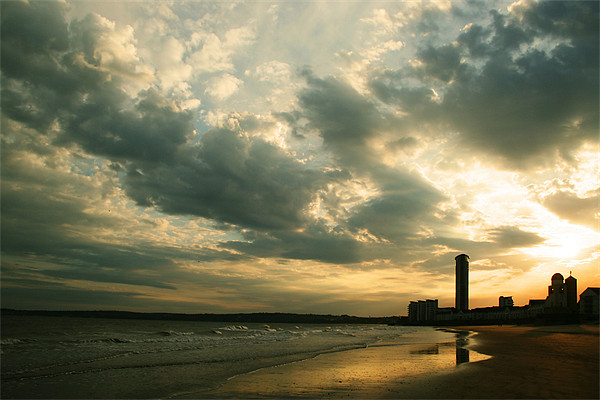 Swansea Beach Sunset Picture Board by Dan Davidson